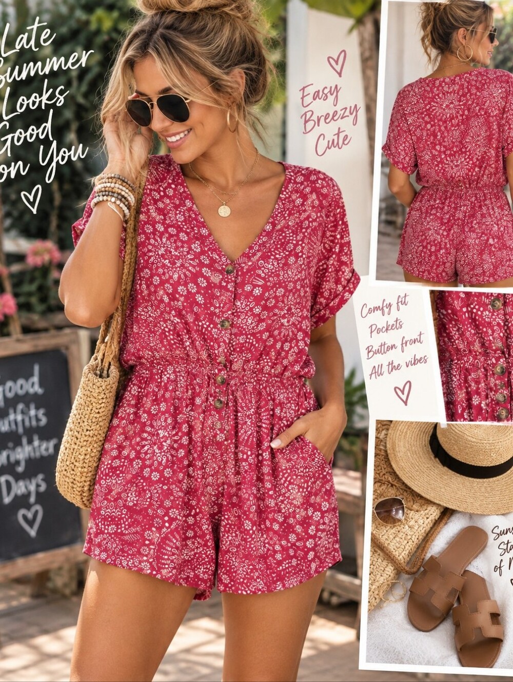 Torrid Size 2 Red Bandana Paisley Print Button Front Romper Pockets